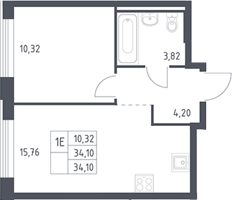 2-комн., 34.1 м², 9/12 этаж, ЖК «Рублевский квартал»