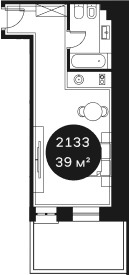 Студия, 38.52 м², 2/4 этаж, ЖК «Резиденция Волна»