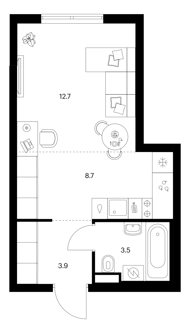 Студия, 28.8 м², 23/25 этаж, ЖК «Ярославский»