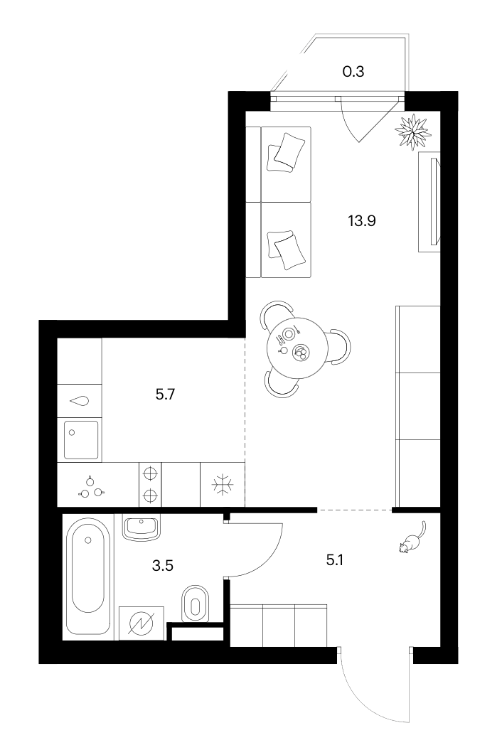 Студия, 28.2 м², 8/24 этаж, ЖК «Зеленый парк»