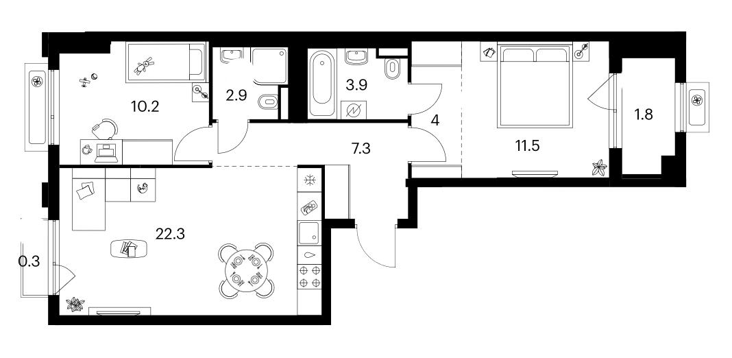 2-комн., 62.1 м², 8/18 этаж, ЖК «Белая Дача парк»