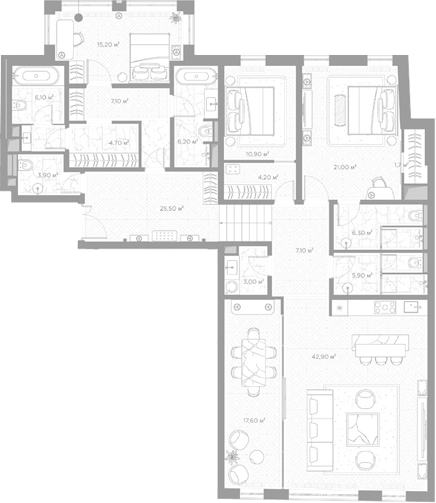 3-комн., 182.2 м², 2/6 этаж, ЖК «Николь»