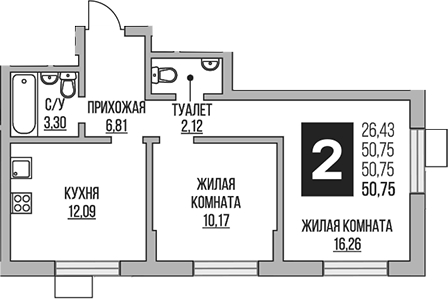 2-комн. Гранель Живописный