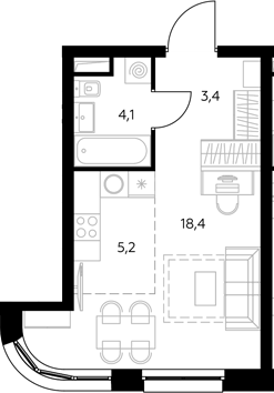 Студия, 31 м², 28/43 этаж, ЖК «Адмирал»