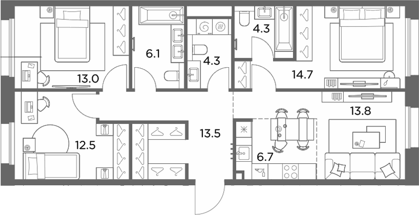 4+ комнаты, 88.9 м², 2/6 этаж, ЖК «Станиславский»