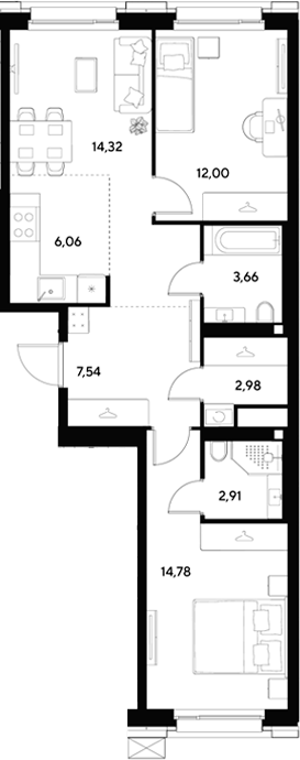 3-комн. ЭВО