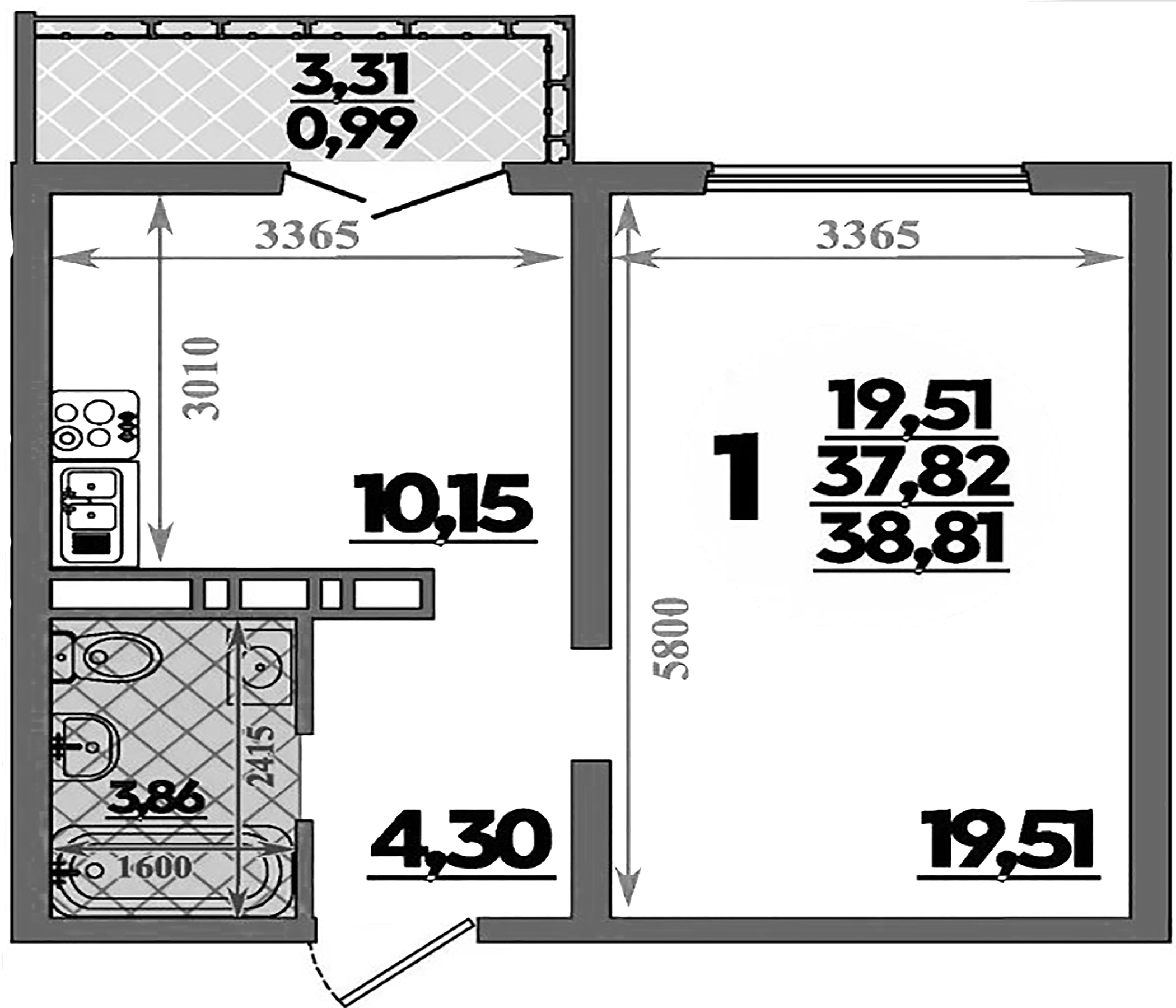1-комн. квартира, 37.82 м² в ЖК Город у моря — фото 2