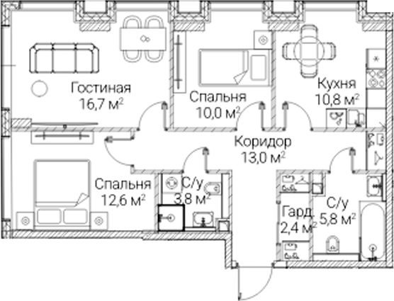 3-комн. СЕЗАР БУДУЩЕЕ