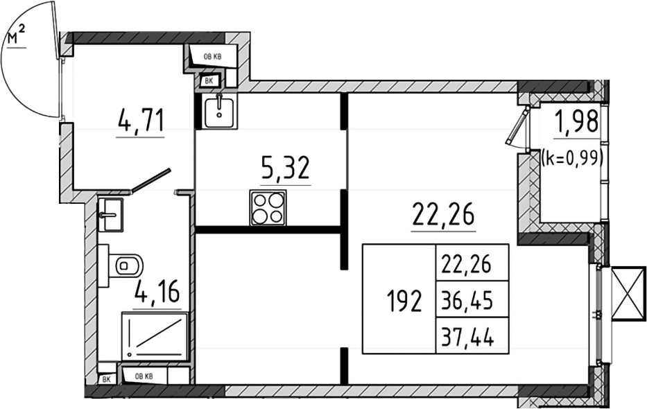 Студия, 36.45 м², 14/17 этаж, ЖК «Поварово-Молодежный-2»