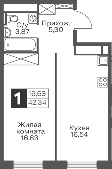 1-комн. Гранель Тринити