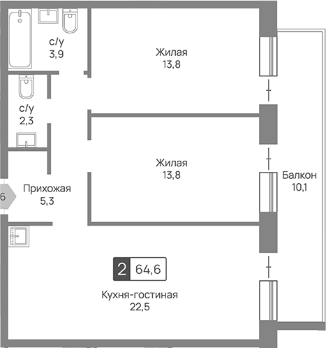 3-комн. Отрада 3