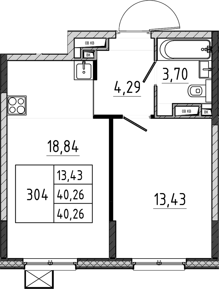 2-комн., 40.26 м², 5/17 этаж, ЖК «Поварово-Молодежный-2»