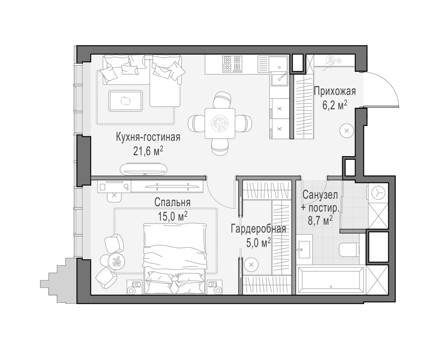 2-комн. Квартал Тишинский бульвар