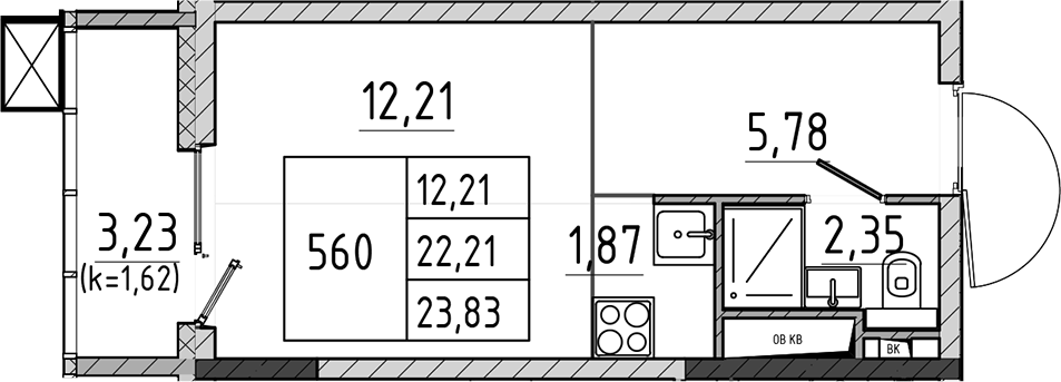 Студия, 22.21 м², 14/17 этаж, ЖК «Поварово-Молодежный-2»