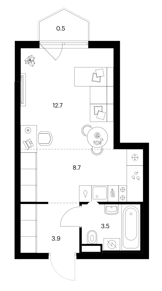 Студия, 28.8 м², 7/25 этаж, ЖК «Ярославский»