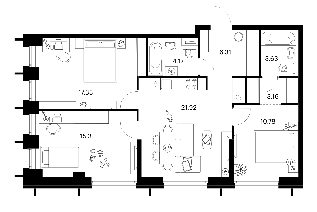 4+ комнаты, 82.65 м², 25/32 этаж, ЖК «Бусиновский парк»
