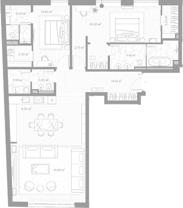 2-комн., 134.1 м², 2/6 этаж, ЖК «Николь»