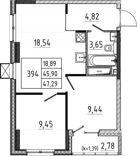 3-комн., 45.9 м², 6/17 этаж, ЖК «Поварово-Молодежный-2»