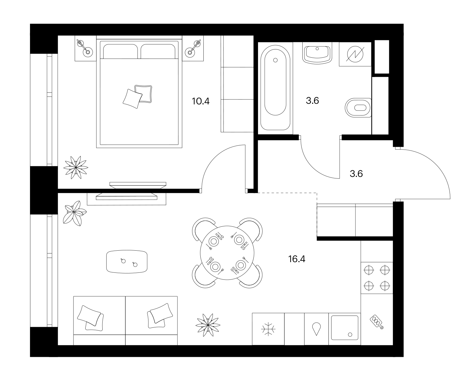 1-комн., 34 м², 19/35 этаж, ЖК «Строгино 360»