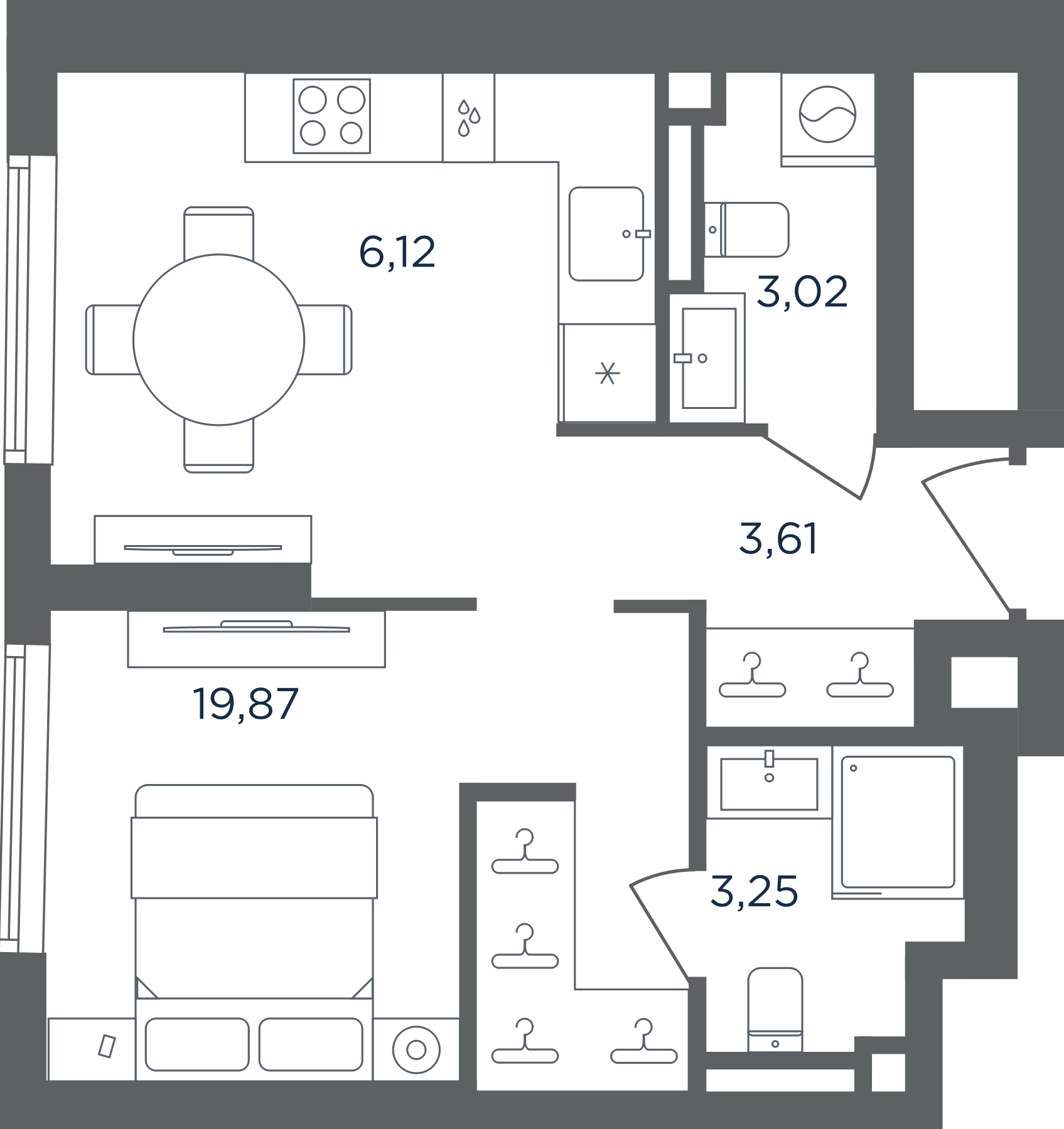 Студия, 35.87 м², 3/30 этаж, ЖК «Сикрет Гарден»