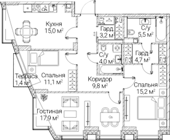 3-комн. СЕЗАР БУДУЩЕЕ