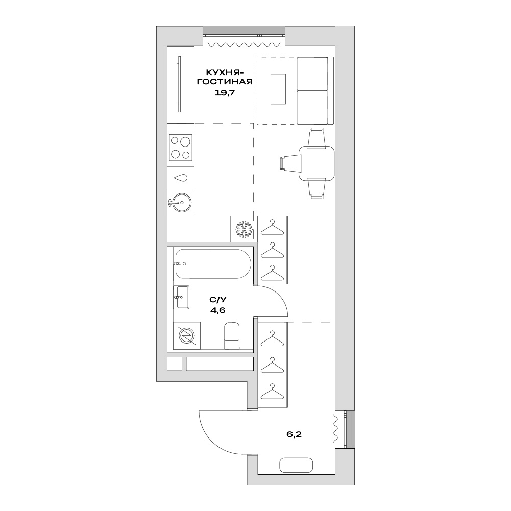 Студия, 30.5 м², 13/13 этаж, ЖК «Детали»