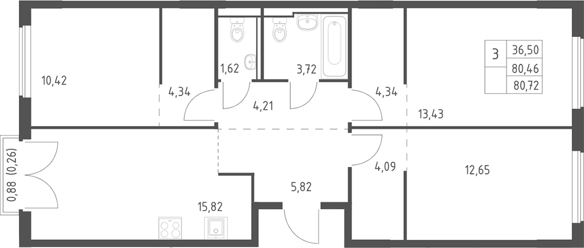 4+ комнаты, 80.46 м², 9/12 этаж, ЖК «Егорово парк»