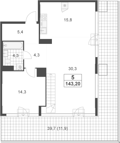 Студия, 143.2 м², 21/23 этаж, ЖК «Южные сады»