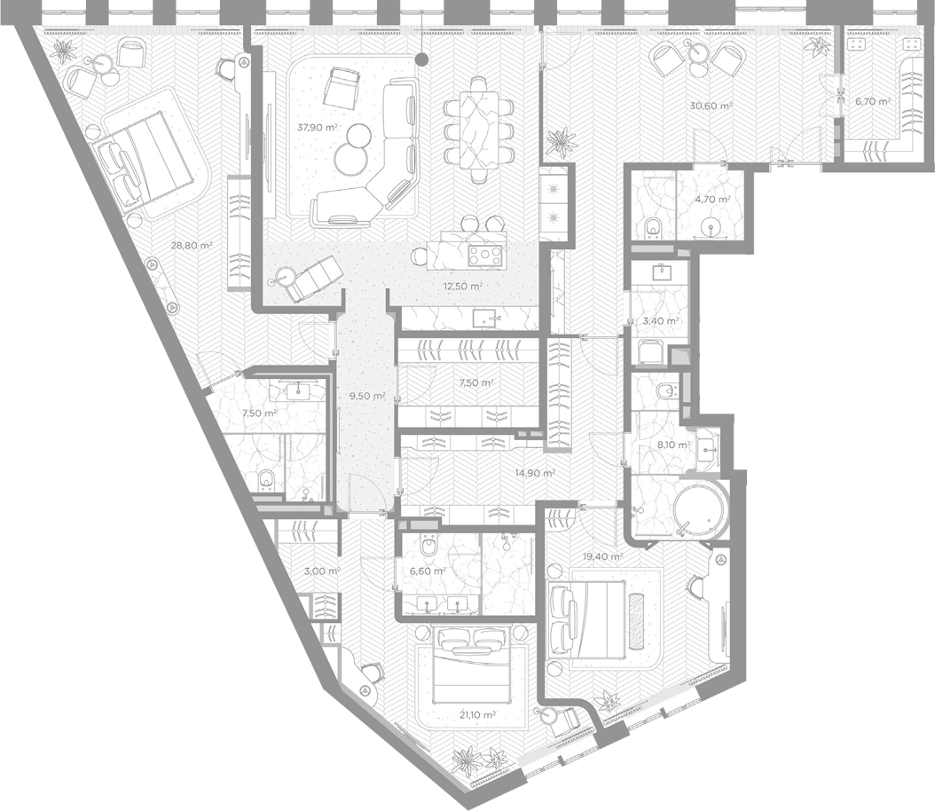 3-комн., 222.2 м², 3/7 этаж, ЖК «Николь»