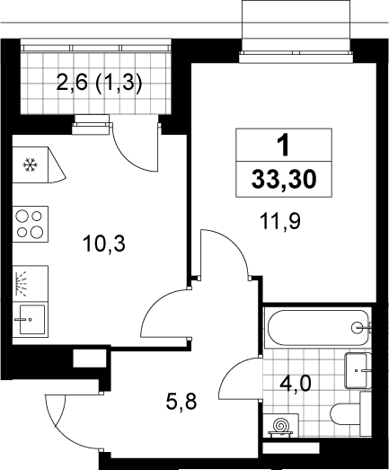 1-комн., 32 м², 17/19 этаж, ЖК «Деснаречье»
