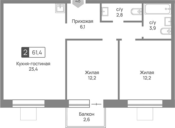 3-комн. Отрада 3