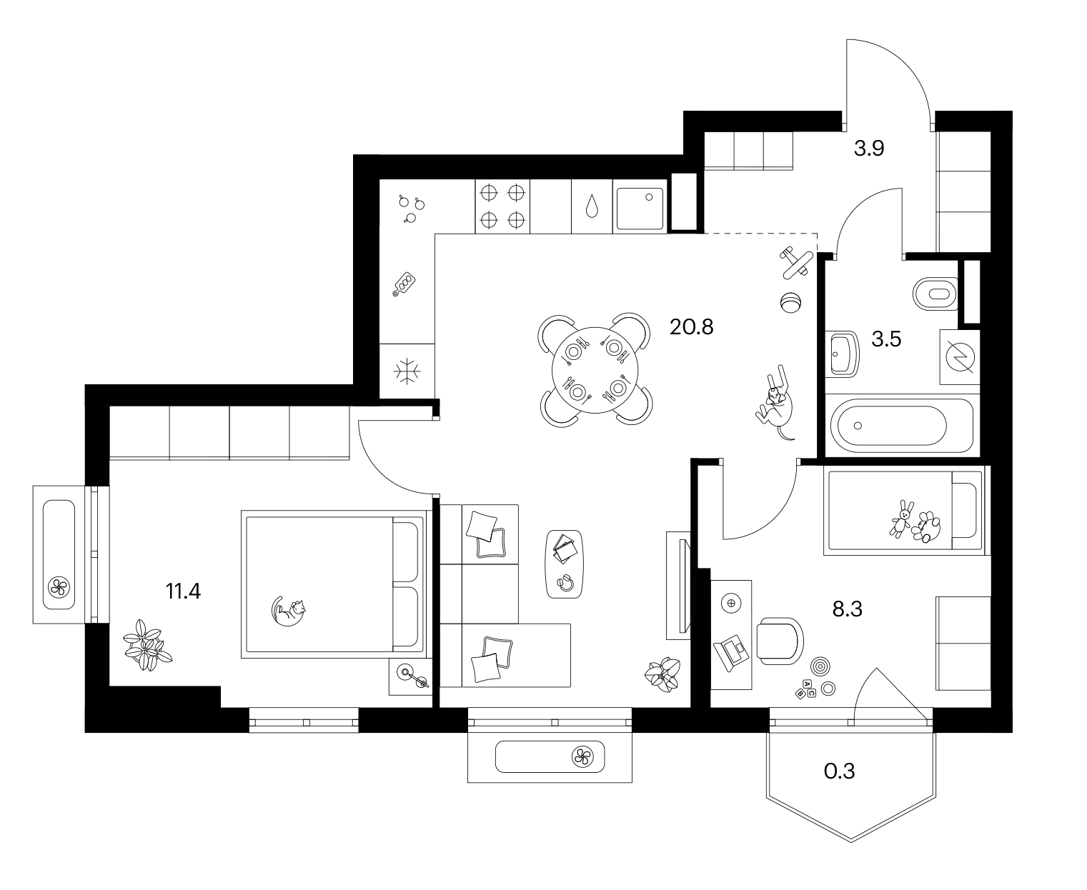 2-комн., 47.9 м², 9/25 этаж, ЖК «Ярославский»