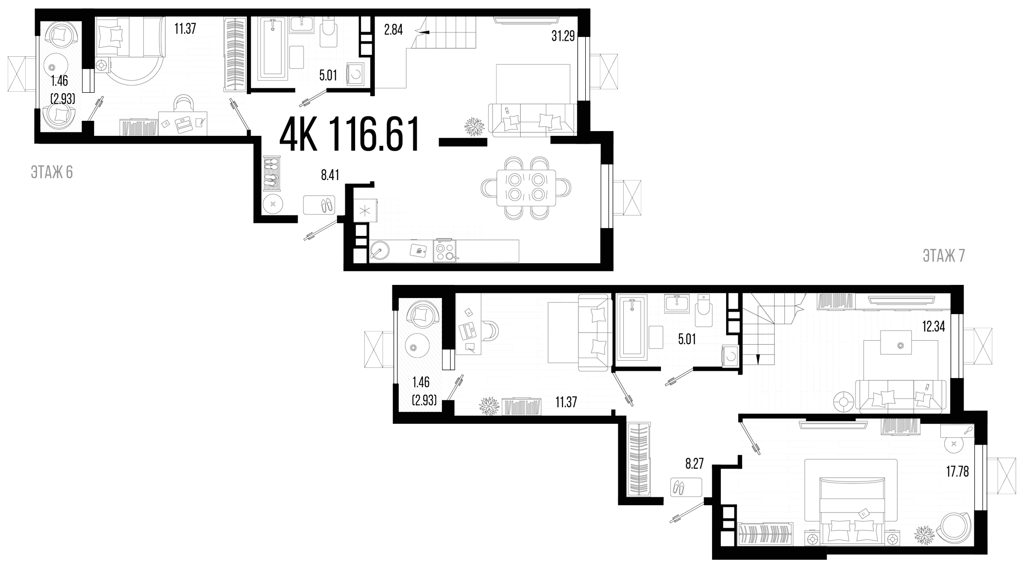 5-комн. квартира, 115.03 м² в ЖК Цветной бульвар — фото 2