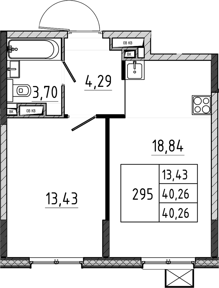 2-комн., 40.26 м², 3/17 этаж, ЖК «Поварово-Молодежный-2»