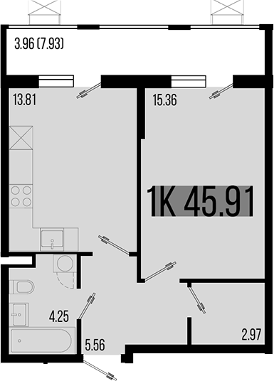 1-комн. квартира, 41.95 м² в ЖК Цветной бульвар — фото 2