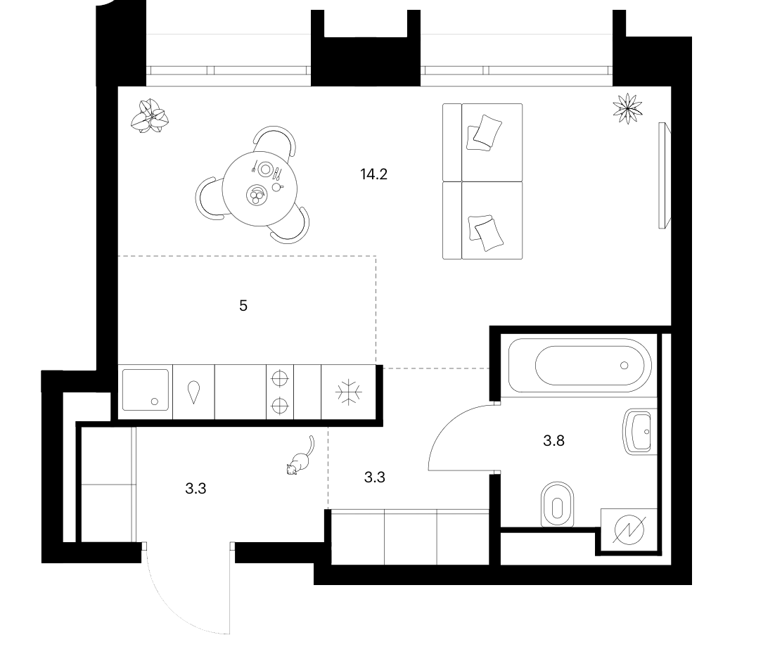 Студия, 29.6 м², 18/28 этаж, ЖК «Зеленый парк»