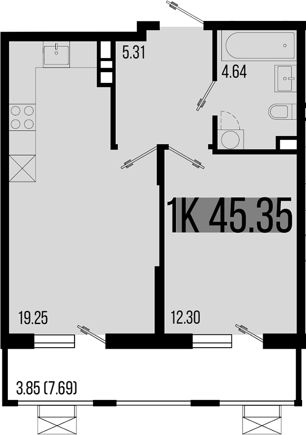 1-комн. квартира, 41.5 м² в ЖК Цветной бульвар — фото 2