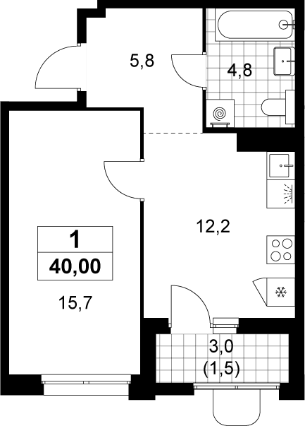 2-комн. Прокшино