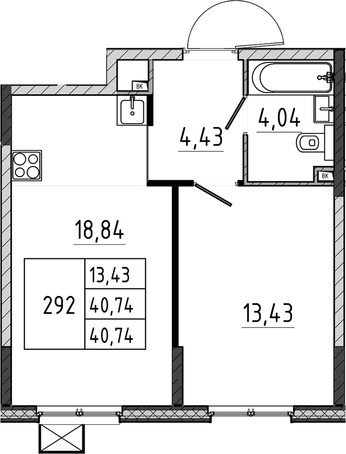 2-комн., 40.74 м², 2/17 этаж, ЖК «Поварово-Молодежный-2»