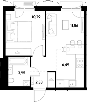2-комн., 35.12 м², 4/25 этаж, ЖК «ЭВО»