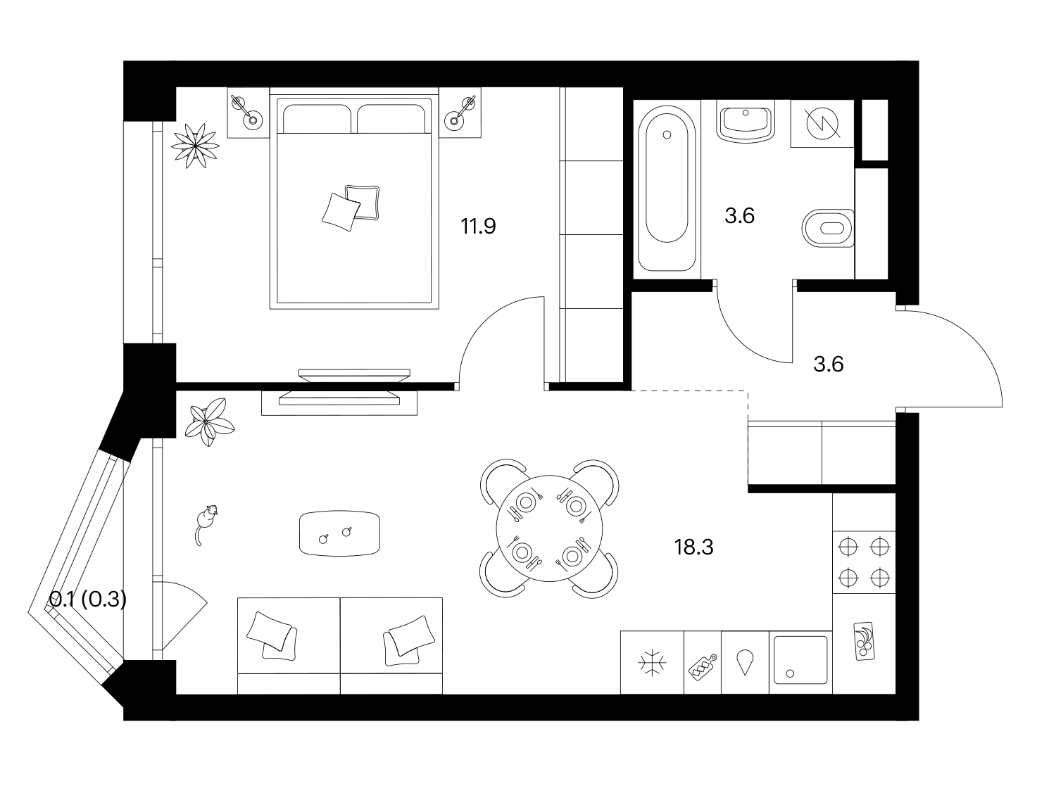 1-комн., 37.4 м², 9/35 этаж, ЖК «Строгино 360»