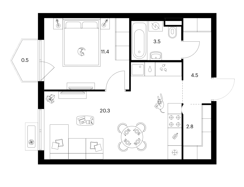 1-комн., 42.5 м², 5/25 этаж, ЖК «Ярославский»