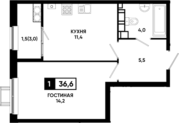 1-комн. Резиденция Софи