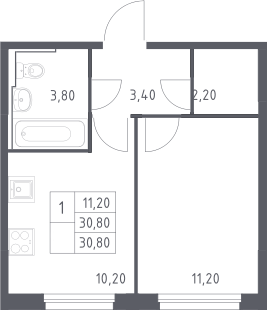 1-комн., 30.8 м², 2/25 этаж, ЖК «Химки Парк»