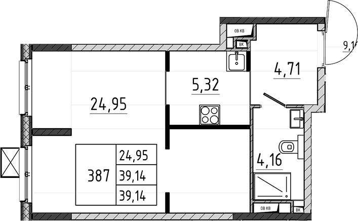Студия, 39.14 м², 5/17 этаж, ЖК «Поварово-Молодежный-2»