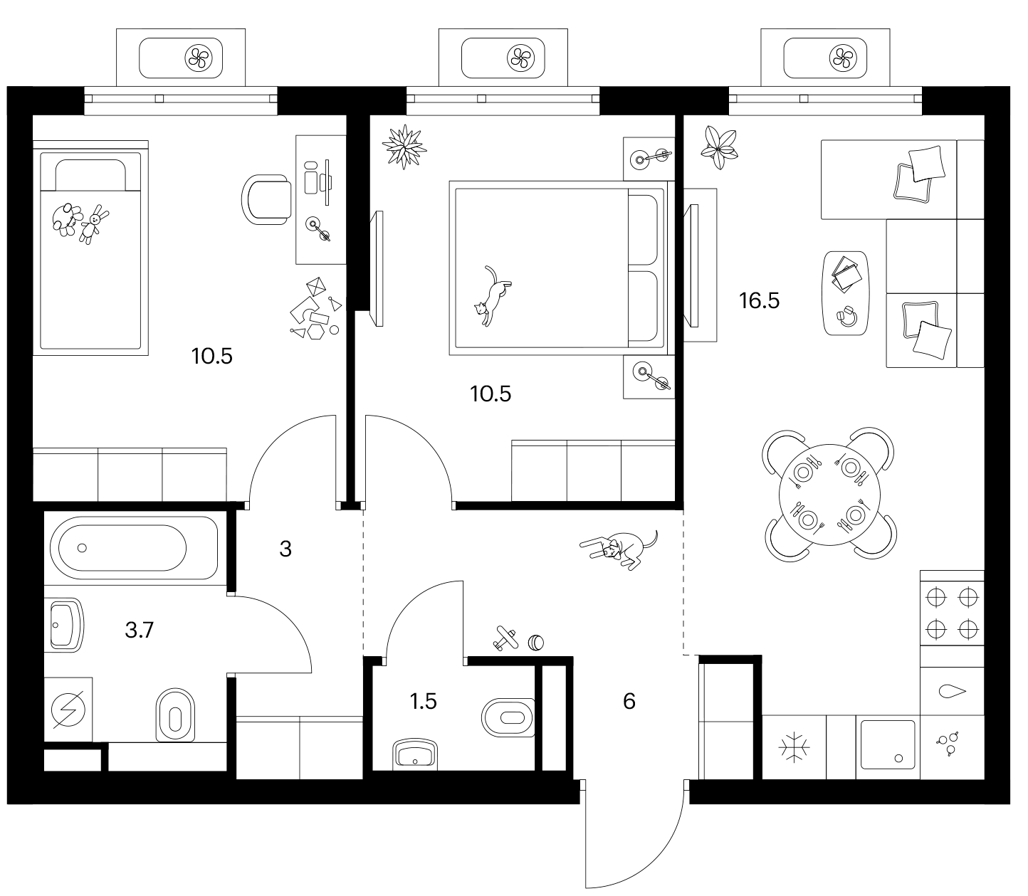 2-комн., 51.7 м², 2/25 этаж, ЖК «Белая Дача парк»