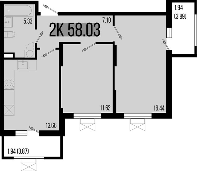 2-комн. квартира, 54.15 м² в ЖК Цветной бульвар — фото 2