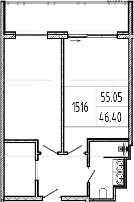 1-комн., 46.4 м², 5/9 этаж, ЖК «Alean Resort Montvert»