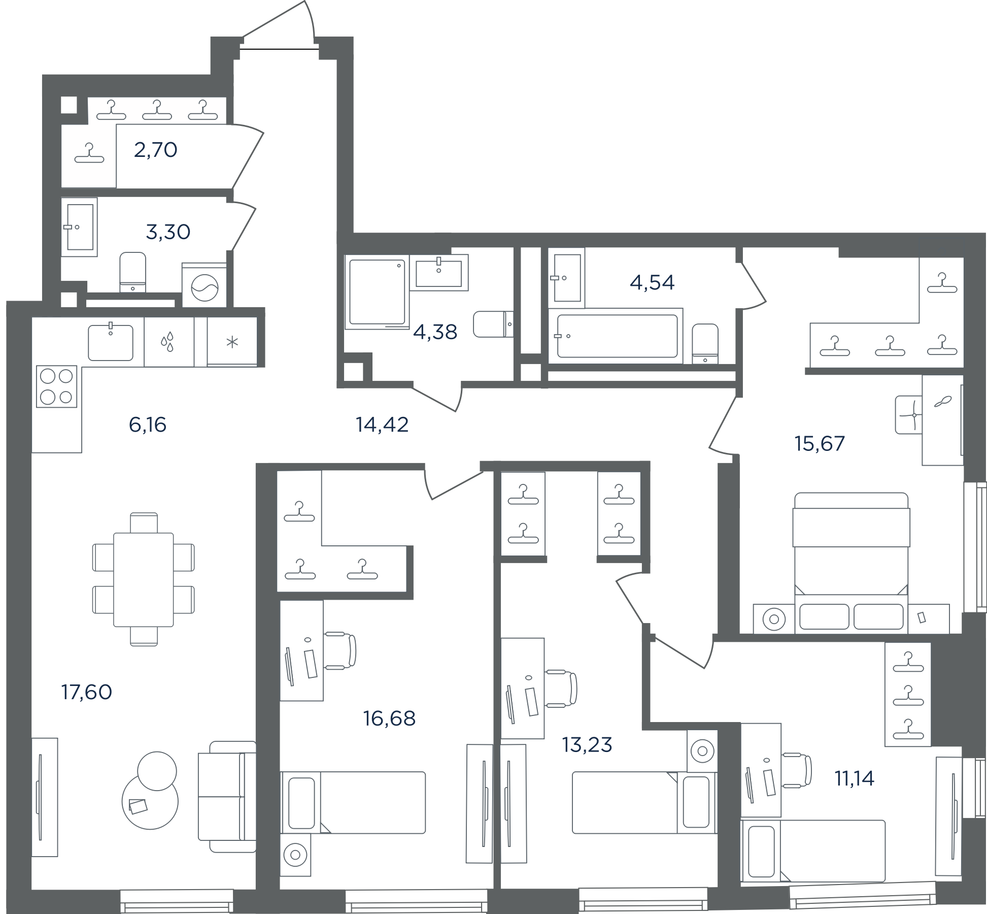 4+ комнаты, 109.82 м², 3/30 этаж, ЖК «Сикрет Гарден»