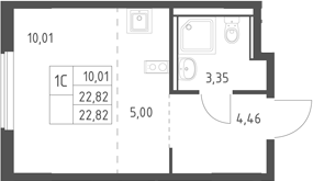 Студия, 22.82 м², 2/12 этаж, ЖК «Егорово парк»